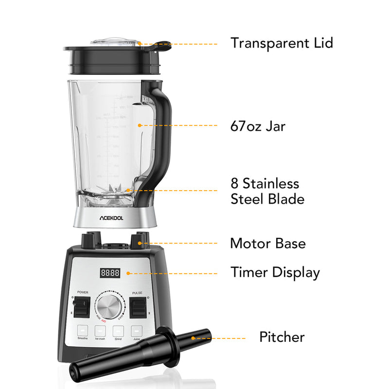 ACEKOOL Blender BC2 1450W 2L Smoothie Blender with Pitcher EU Plug