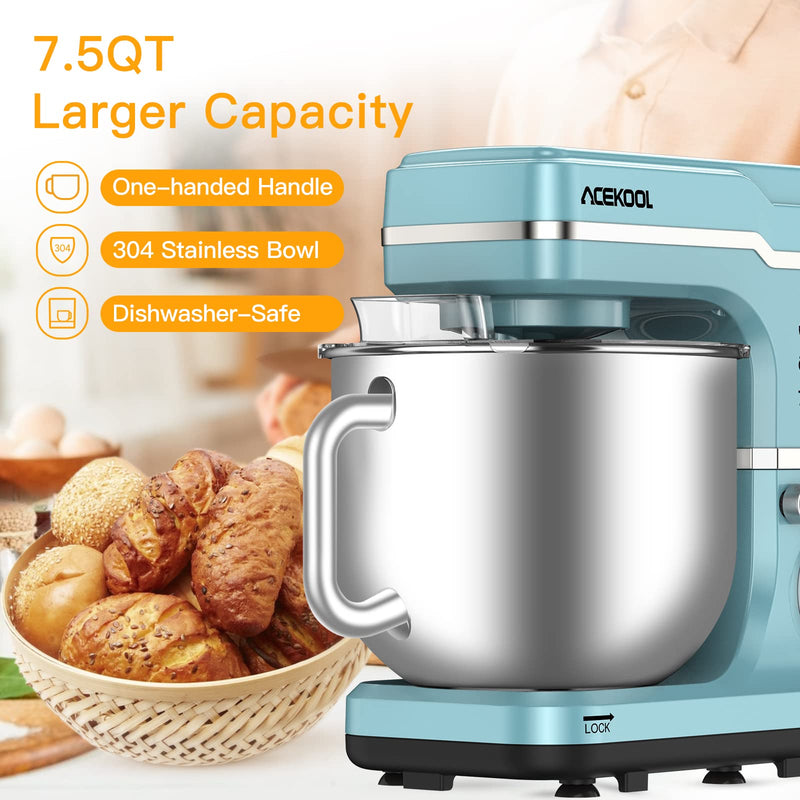 ACEKOOL Mixer MC1 1400W 7.5QT 10 Speeds Tilt-Head Stand Mixer Blue EU Plug