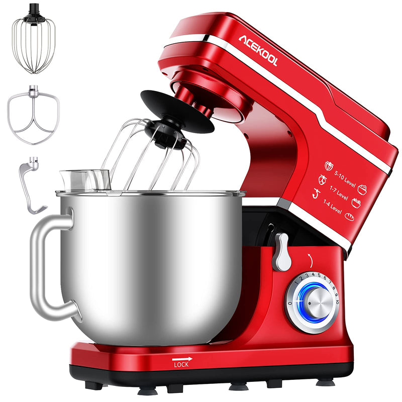 ACEKOOL Mixer MC1 1400W 7.5QT 10 Speeds Tilt-Head Stand Mixer Silver EU Plug