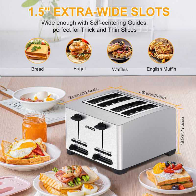 ACEKOOL Toaster TA1 Stainless Steel 4-Slice 7 Shades Toaster UK Plug