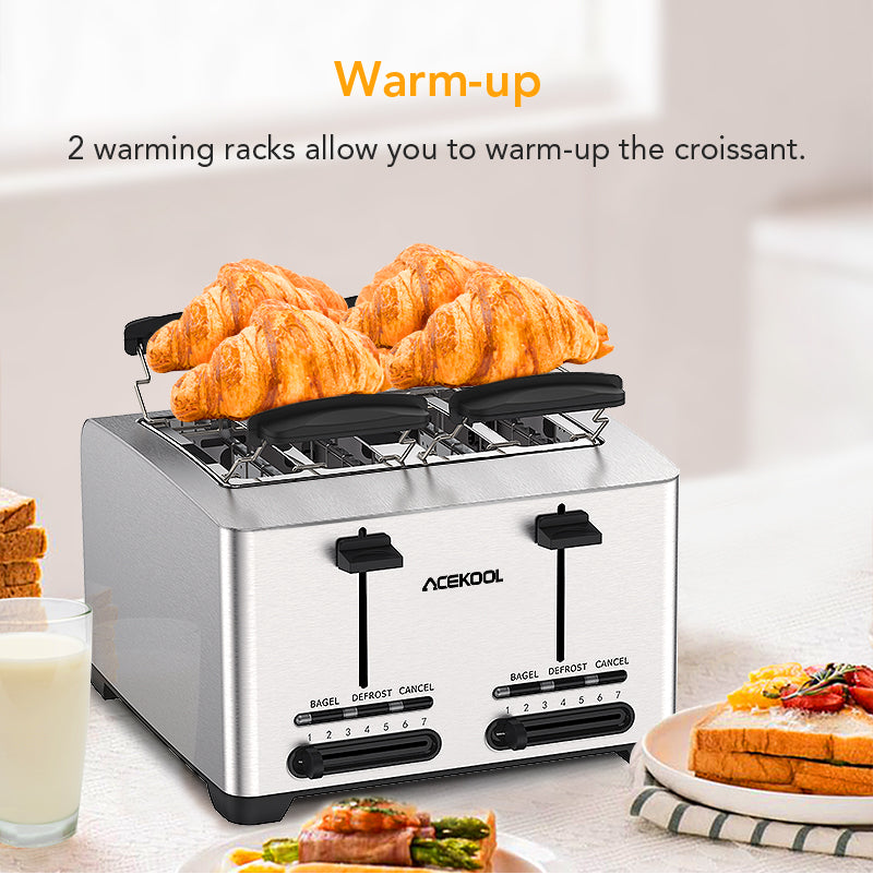 ACEKOOL Toaster TA1 Stainless Steel 4-Slice 7 Shades Toaster US Plug