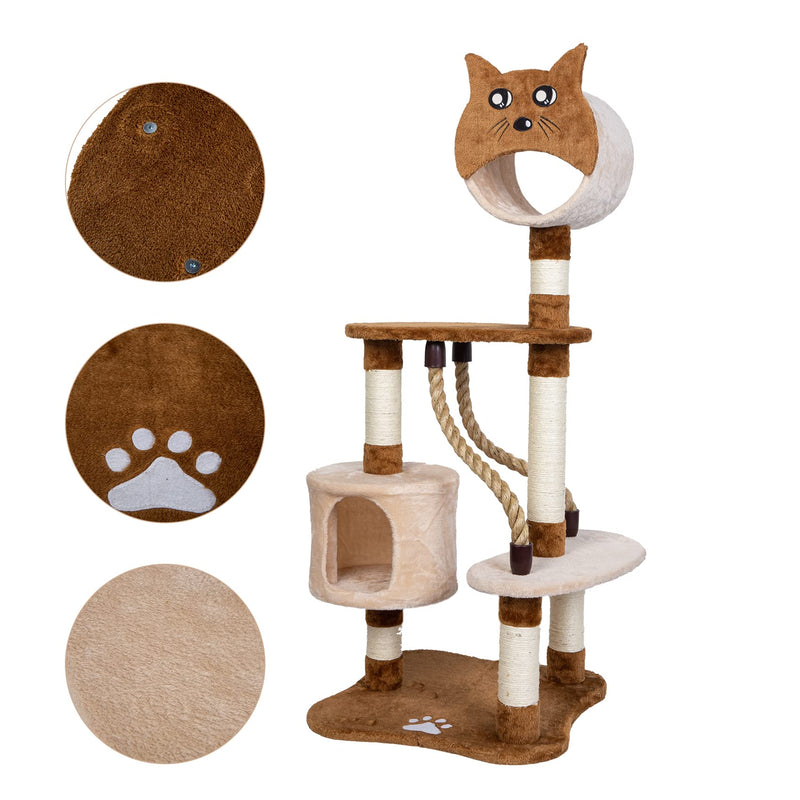 ASYPETS Cat Activity Tree 50”Multi-Level Wooden Pet Furniture