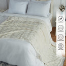 GAOMON Sherpa Fleece Soft Plush Jacquard Fluffy Throw Blanket Creamy White 60" x 80"