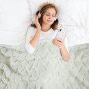 GAOMON Sherpa Fleece Soft Plush Jacquard Fluffy Throw Blanket Creamy White 60" x 80"