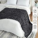 GAOMON Sherpa Fleece Soft Plush Jacquard Fluffy Throw Blanket Grey 50" x 60"