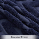 GAOMON Sherpa Fleece Soft Plush Jacquard Fluffy Throw Blanket Navy Blue 60" x 80"