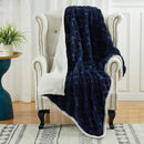GAOMON Sherpa Fleece Soft Plush Jacquard Fluffy Throw Blanket Navy Blue 60" x 80"