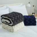 GAOMON Sherpa Fleece Soft Plush Jacquard Fluffy Throw Blanket Navy Blue 60" x 80"