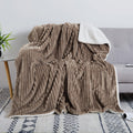 CAROMIO Sherpa Fleece Soft Plush Jacquard Fluffy Throw Blanket Brown
