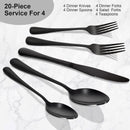 GAOMON 20 Piece S592 Stainless Steel Kitchen Flatware Set - Black