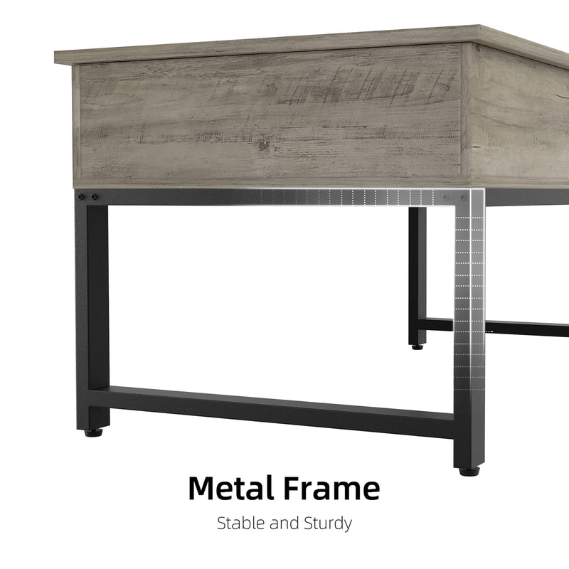 WHIZMAX Lift Top Coffee Table with Hidden Storage - Grey