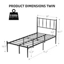 GAOMON Twin Size Metal Platform Bed Frame with Headboard