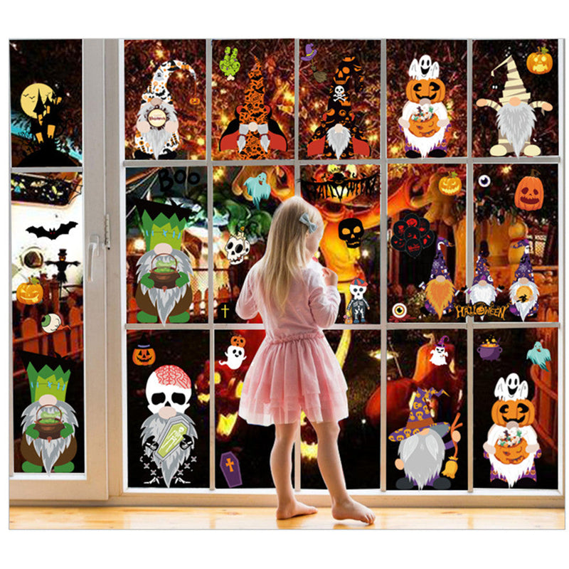 CYNDIE Halloween Style Stickers Electrostatic Window Stickers Dwarf Pattern Stickers