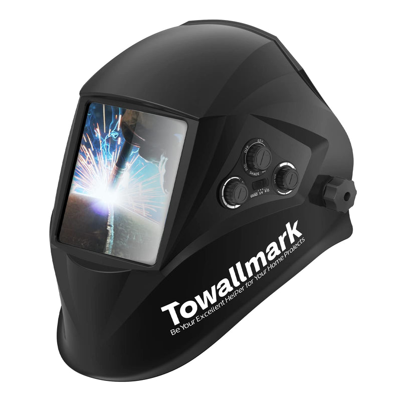 Towallmark Auto Darkening Welding Helmet 3.95”×3.9” Large Viewing Welding Hood