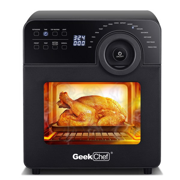 GEEK CHEF 14.7QT Air Fryer Toaster Oven 4 Slice Convection Airfryer 1700W Countertop Oven Silver