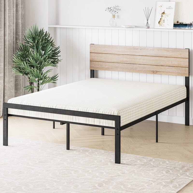 IDEALHOUSE Full Size Bed Frame with Wood Headboard