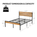 GAOMON Full Size Bed Frame with Wood Headboard
