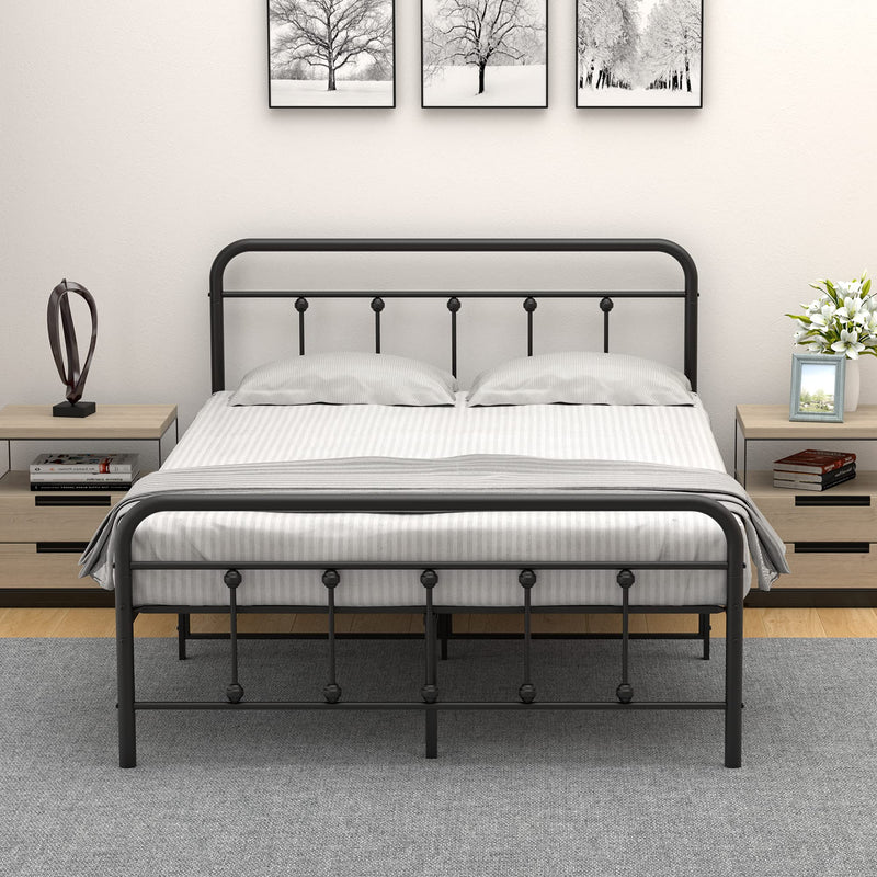 IDEALHOUSE Full Size Metal Bed Frame with Victorian Headboard