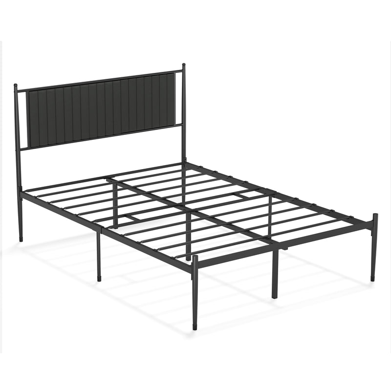 IDEALHOUSE Full Size Metal Platform Bed Frame with Upholstered Headboard