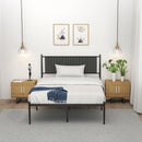 GAOMON Full Size Metal Platform Bed Frame with Upholstered Headboard