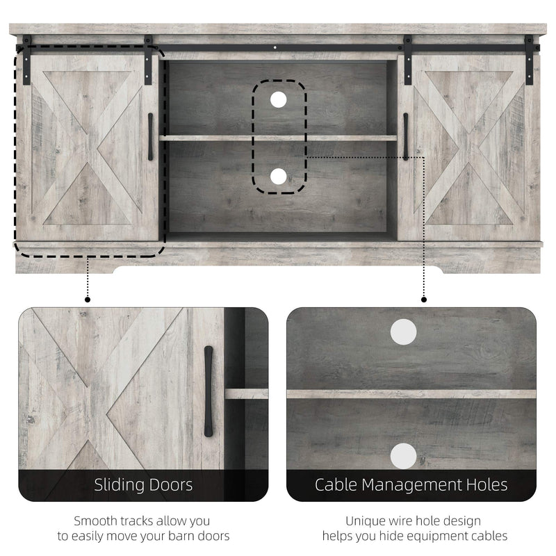 IDEALHOUSE Modern Farmhouse Sliding Barn Door TV Stand