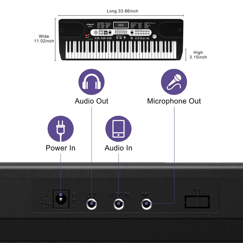 IDEALHOUSE Musical Instrument 61-Key Beginners Electric Keyboard Piano