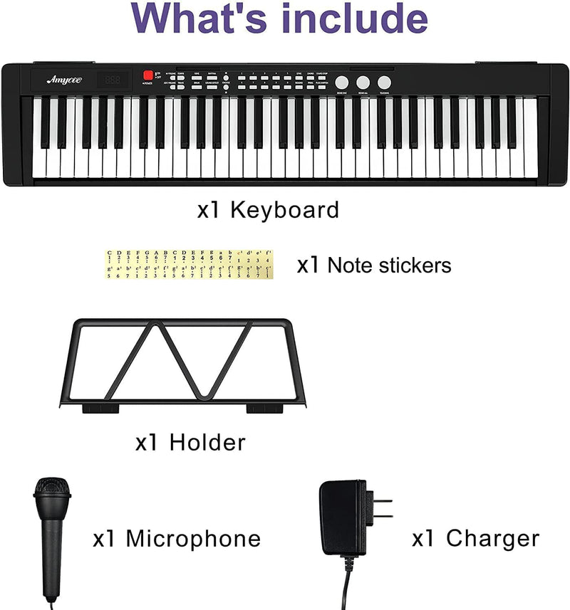 IDEALHOUSE Musical Instrument 61-Key Beginners Electric Keyboard Piano