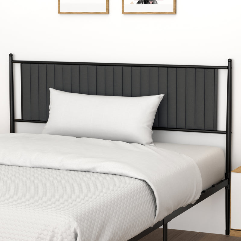 IDEALHOUSE Queen Size Metal Platform Bed Frame with Upholstered Headboard