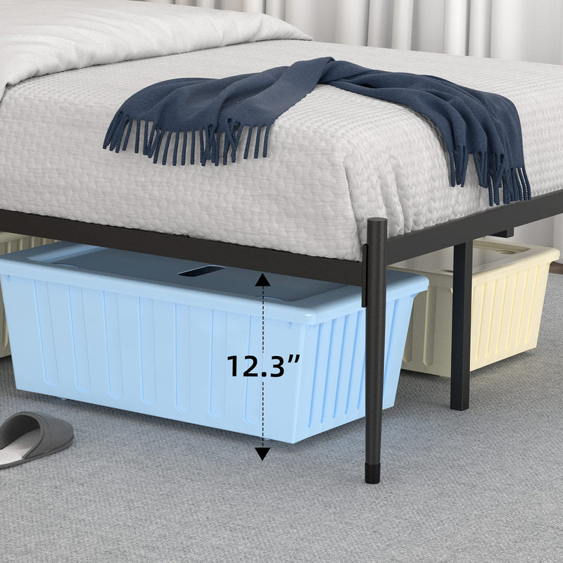 IDEALHOUSE Twin Size Metal Platform Bed Frame with Upholstered Headboard