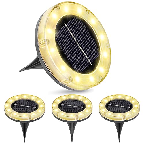 LITAKE Solar Disk Lights 12LED IP65 Waterproof Solar Ground Lights