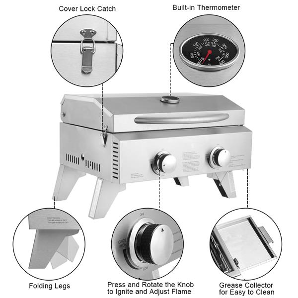 ZOKOP TG-12U Stainless Steel Oven Gas Oven Double Row Double Head Small Oven Silver