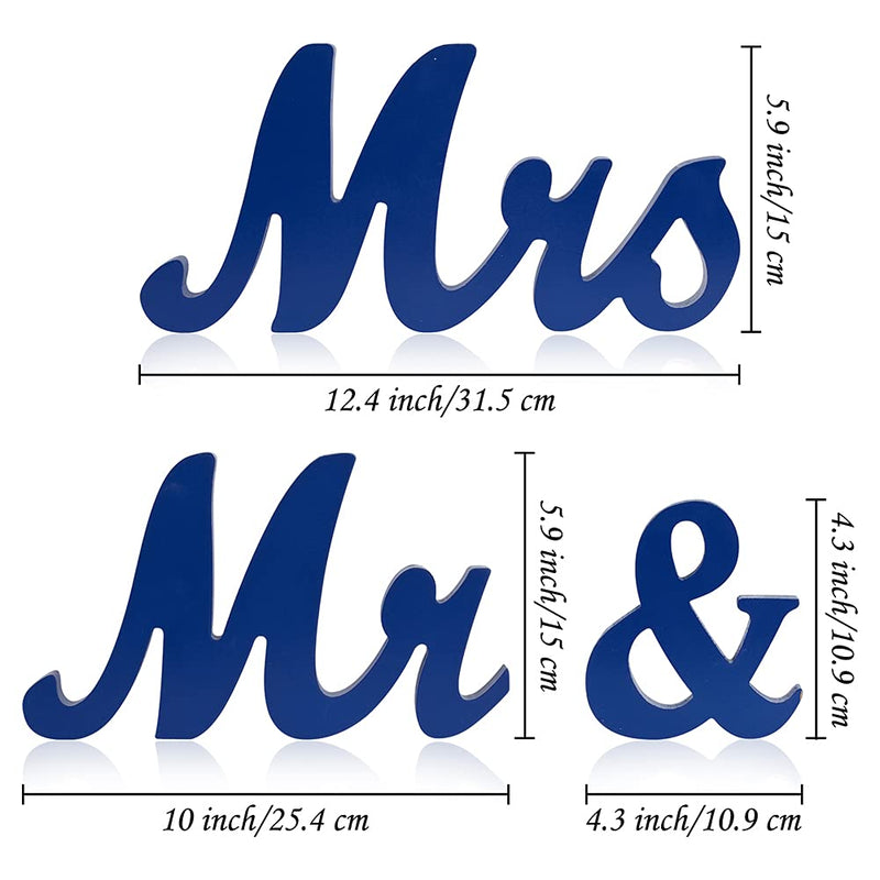 WHIZMAX 1 Set Wooden Mr And Mrs Letter Ornament Wedding Props Sea Blue