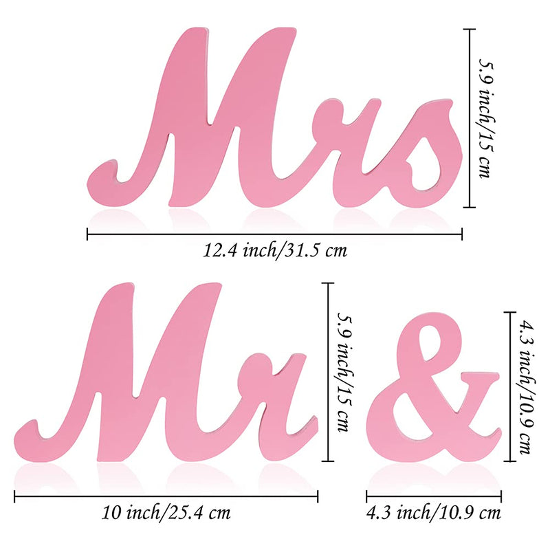 WHIZMAX 1 Set Wooden Mr And Mrs Letter Ornament Wedding Props Pink