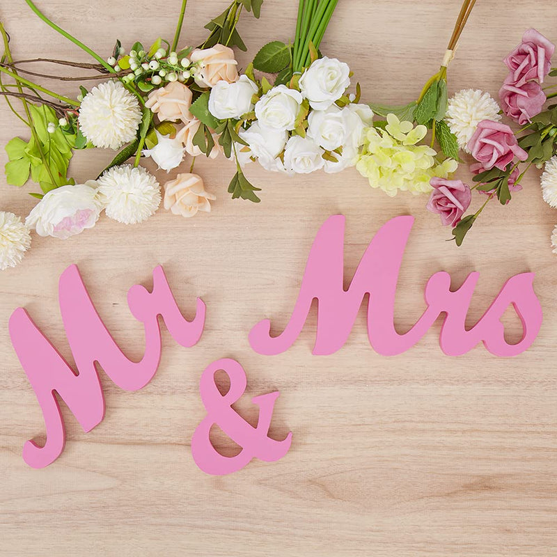 WHIZMAX 1 Set Wooden Mr And Mrs Letter Ornament Wedding Props Pink