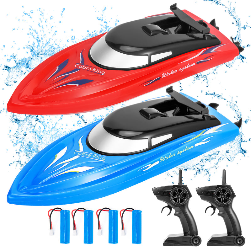 THINKMAX 2PACK 10km/H 2.4G High Speed Remote Control Boats (Blue+Red)