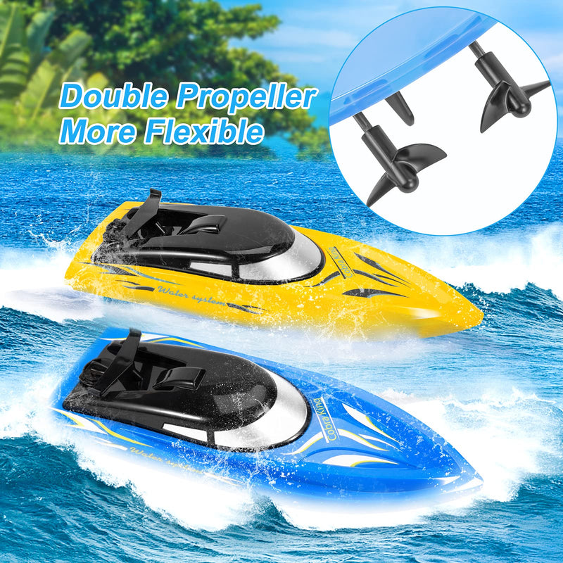 THINKMAX 2PACK 10km/H 2.4G High Speed Remote Control Boats Blue+Yellow