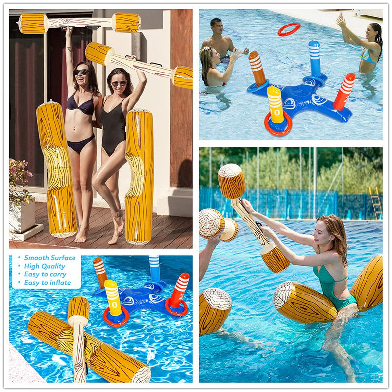 THINKMAX 9PCS PVC Inflatable Pool Fighting Float Row Toys