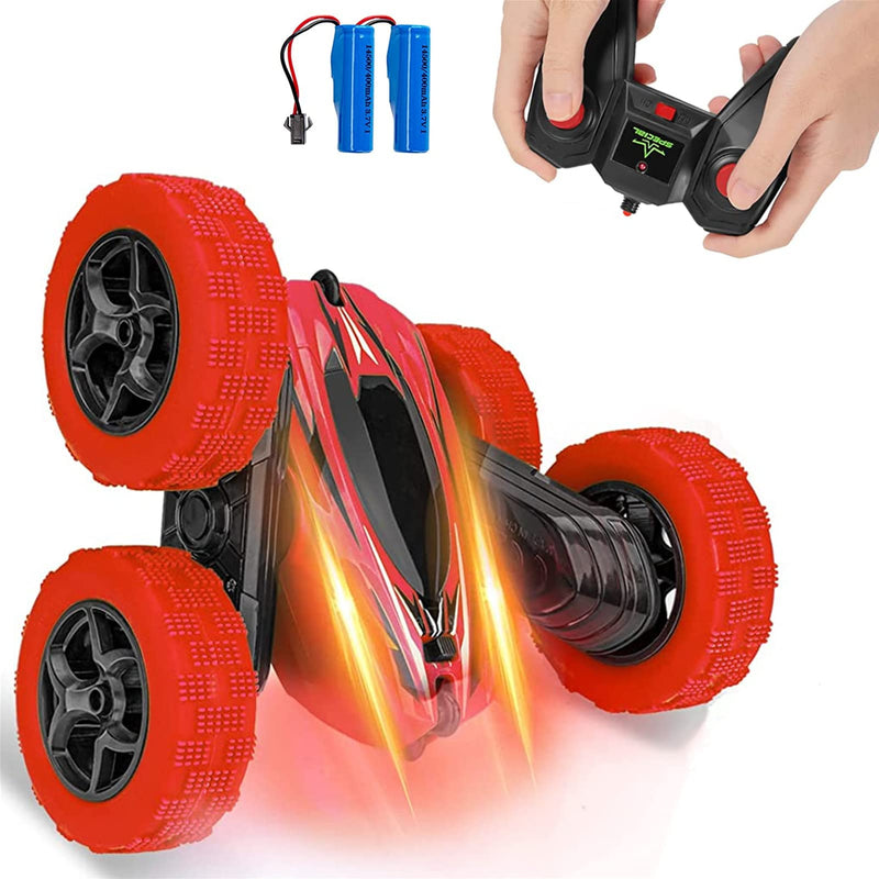 THINKMAX Remote Control Car 1165A RC Stunt Car Toy Double Sided 360 Rotating Vehicle Red
