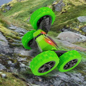 THINKMAX Remote Control Car 1165A RC Stunt Car Toy Double Sided 360 Rotating Vehicle Green