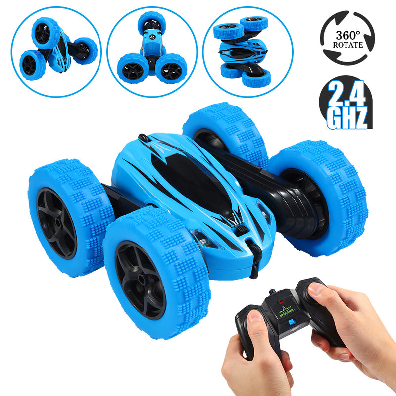 THINKMAX Remote Control Car RC Stunt Car Double Sided Crawler Vehicle Blue