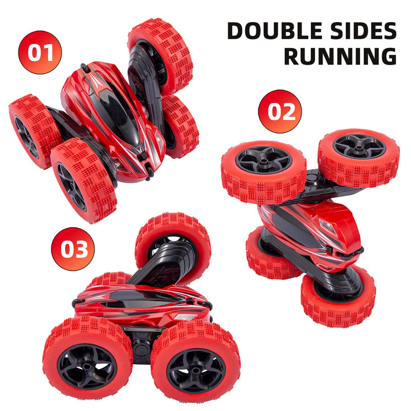 THINKMAX Remote Control Car RC Stunt Car Double Sided Crawler Vehicle Red