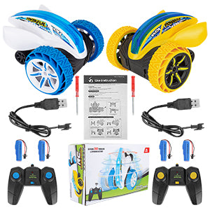 THINKMAX 2Pack Remote Control Car RC Stunt Cars Yellow & Blue