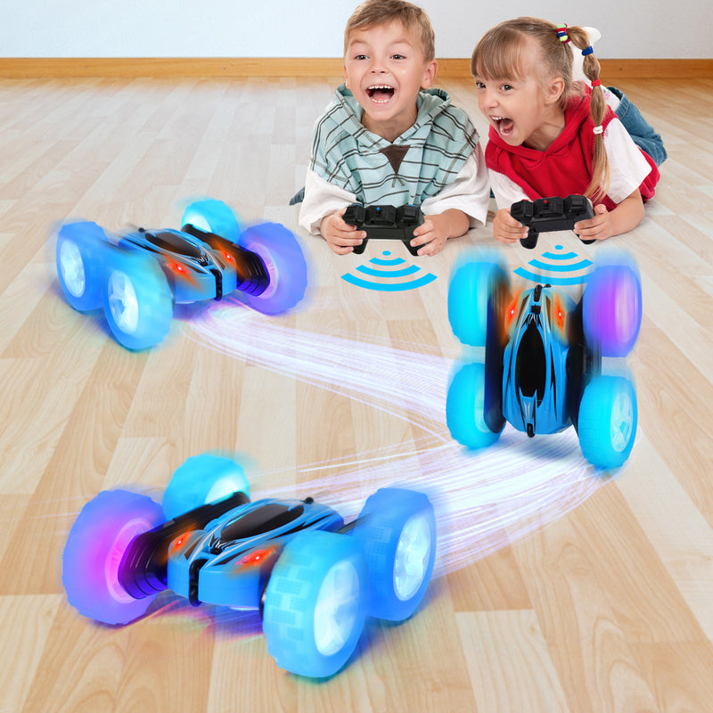 THINKMAX 2PACK RC Stunt Car Remote Control Car with Wheel Lights Blue+Red