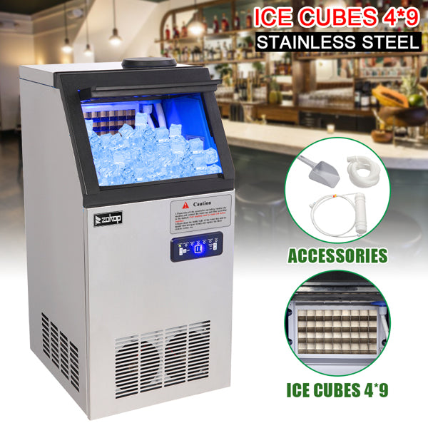 ZOKOP Ice Maker BY70PF Cube Machine Stainless Steel Freestanding