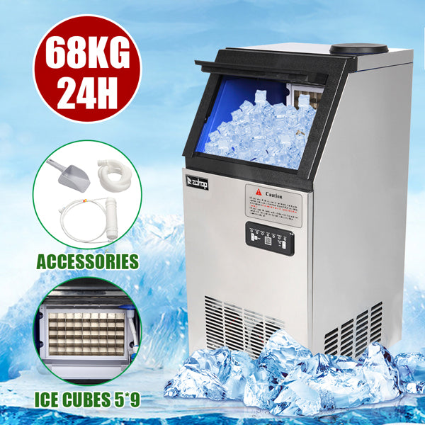 ZOKOP Ice Maker BY-90PF Cube Machine Stainless Steel Freestanding