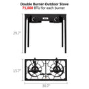 ZOKOP EX72 Double Burner Outdoor Camp Stove Gas Cooker  Portable Cast Iron Patio Cooking Burner
