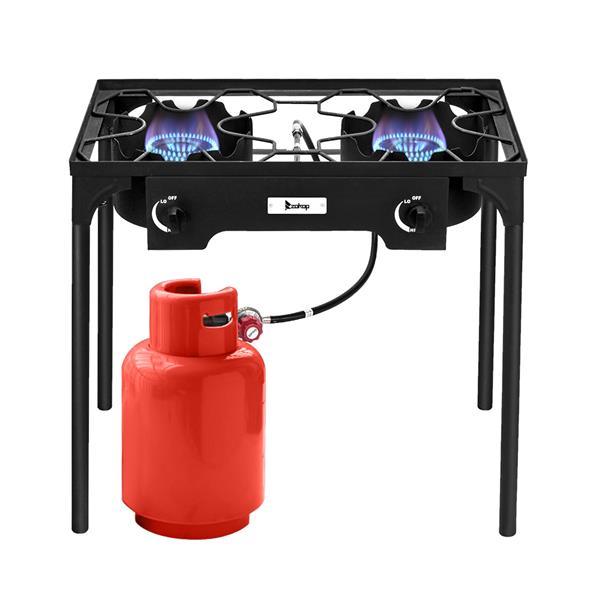 ZOKOP EX72 Double Burner Outdoor Camp Stove Gas Cooker  Portable Cast Iron Patio Cooking Burner