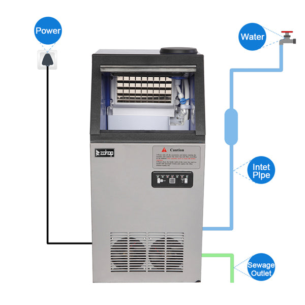 ZOKOP Ice Maker Cube Machine SKF-B30F-C-32R Stainless Steel